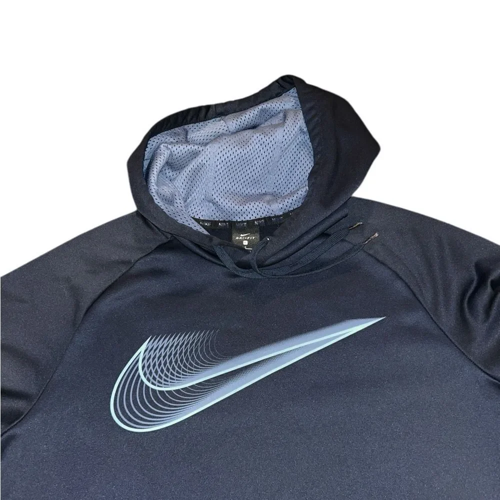 Nike Men’s Navy Blue Hoodie with Graphic Swoosh